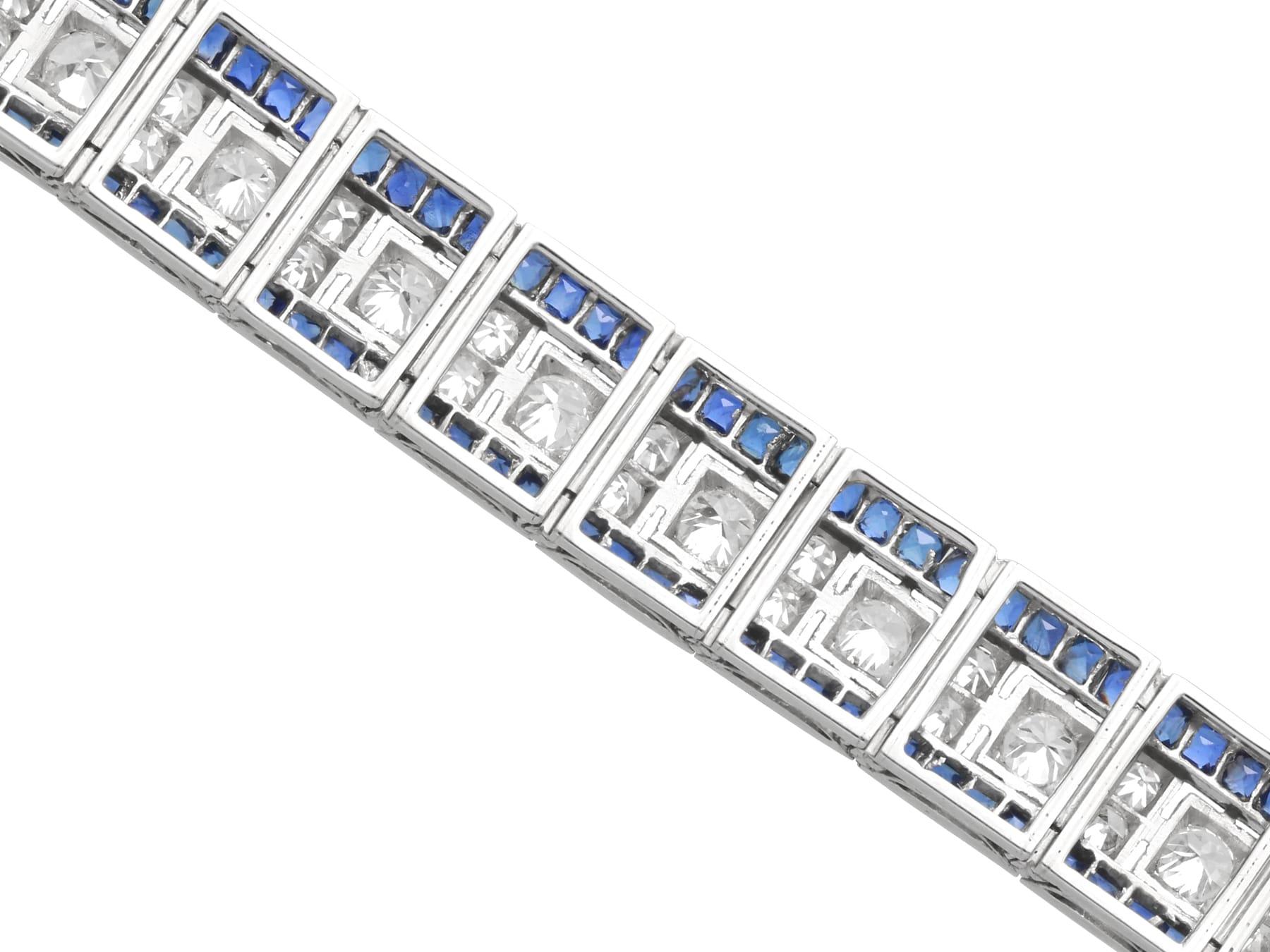 Bracelet ancien 4.48 Carat Sapphire 4.35 Carat Diamond Platinum Line Circa 1920 en vente 8