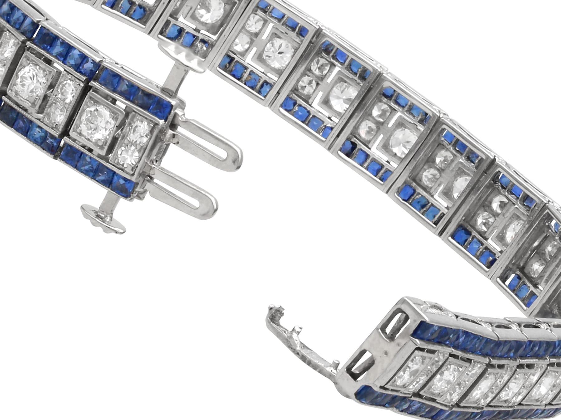 Bracelet ancien 4.48 Carat Sapphire 4.35 Carat Diamond Platinum Line Circa 1920 en vente 9