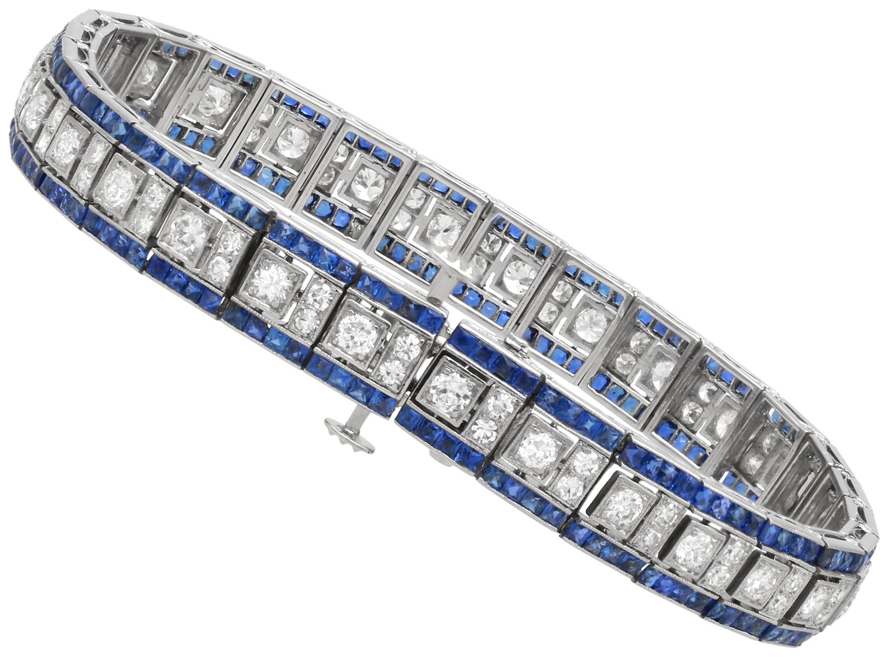 Bracelet ancien 4.48 Carat Sapphire 4.35 Carat Diamond Platinum Line Circa 1920 en vente 10