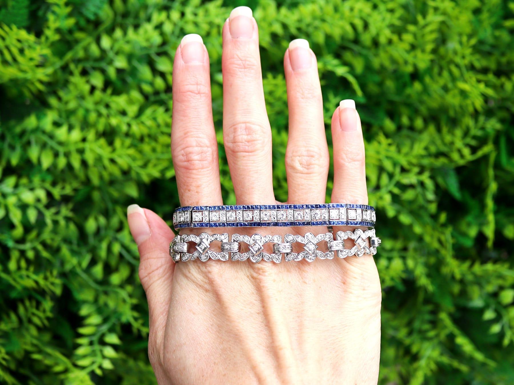 Bracelet ancien 4.48 Carat Sapphire 4.35 Carat Diamond Platinum Line Circa 1920 Excellent état - En vente à Jesmond, Newcastle Upon Tyne