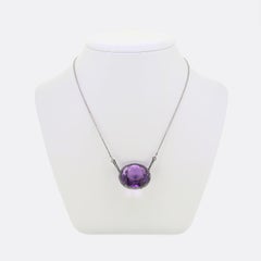 Antique 45.00 Carat Amethyst and Diamond Pendant Necklace