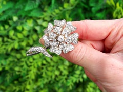 Antique 4.59Ct Diamond and 15k Yellow Gold Floral Brooch Circa 1880