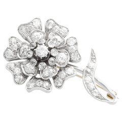 Antique 4.59Ct Diamond and 15k Yellow Gold Floral Brooch Circa 1880