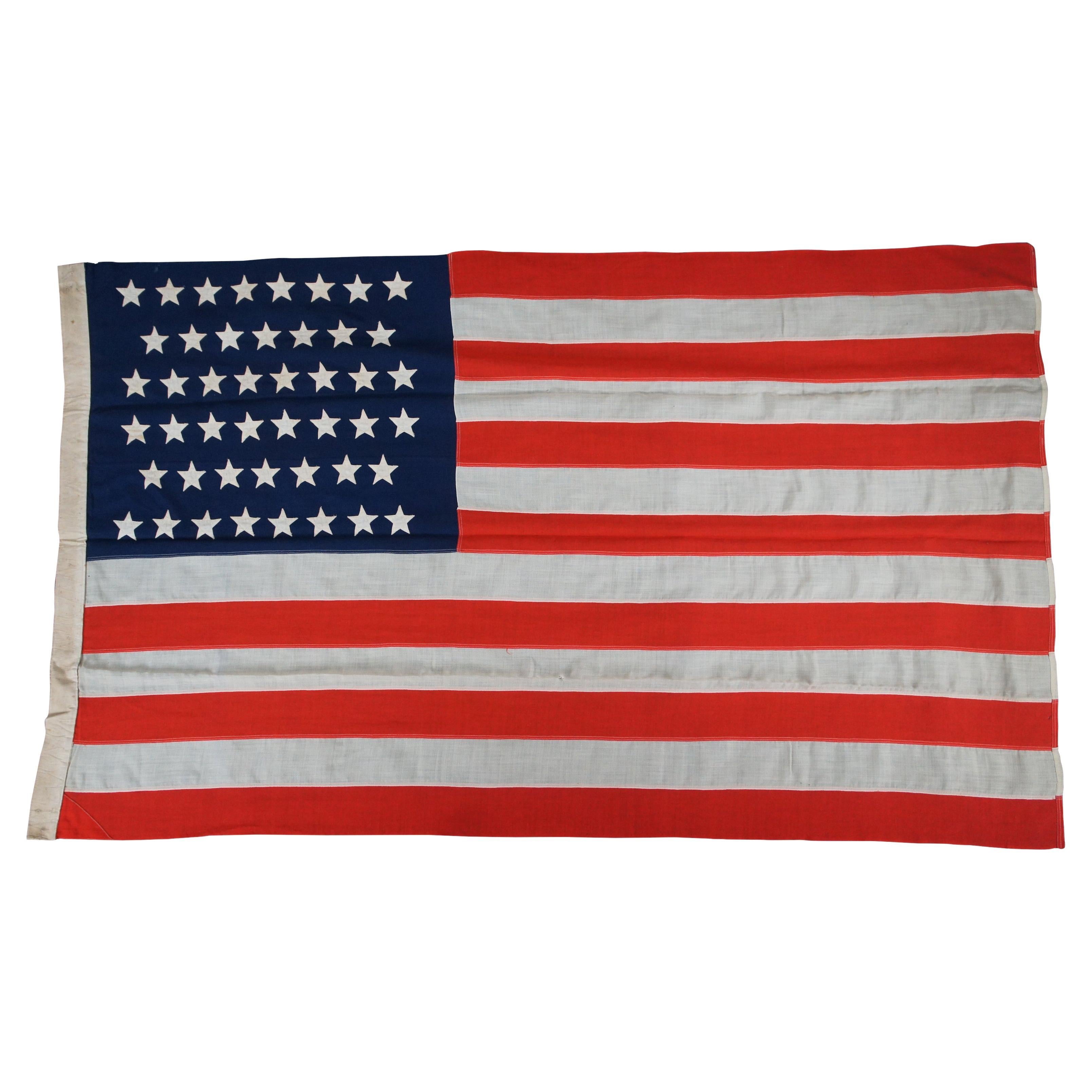 Antique 46 Star WMH Horstmann Company United States of America Flag 83" For Sale
