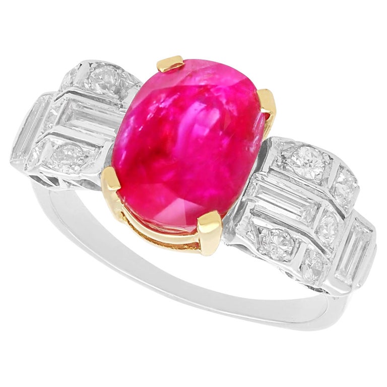 67 Ruby Antique 4.67 Carat Burmese Ruby and 0.86 Carat Diamond, Platinum ...