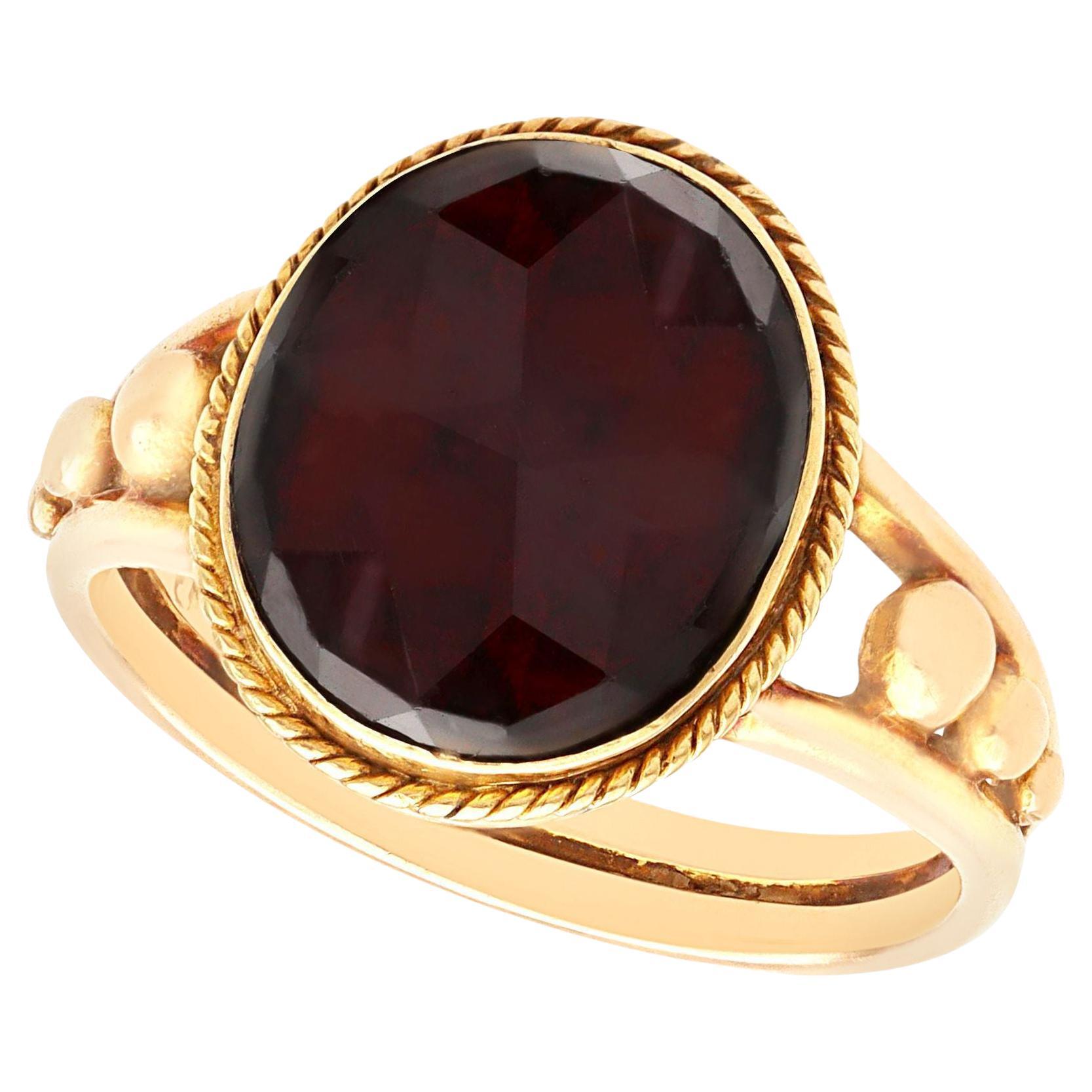 Antique Victorian 4.75 Carat Garnet and Yellow Gold Cocktail Ring For Sale