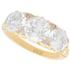Antique 4.76 Carat Diamond and 18k Yellow Gold Trilogy Ring Circa 1900