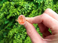 Antique 4.80 Carat Agate and 9k Yellow Gold Intaglio Ring Circa 1830