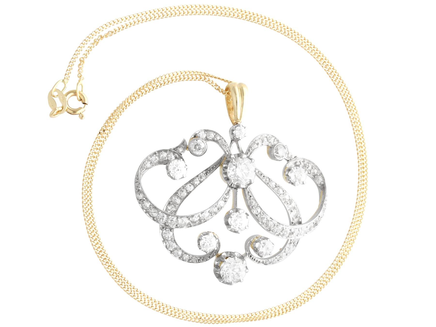 Taille vieille Europe Pendentif ancien en or jaune 18 carats et diamants de 4,85 carats, c. 1890 en vente