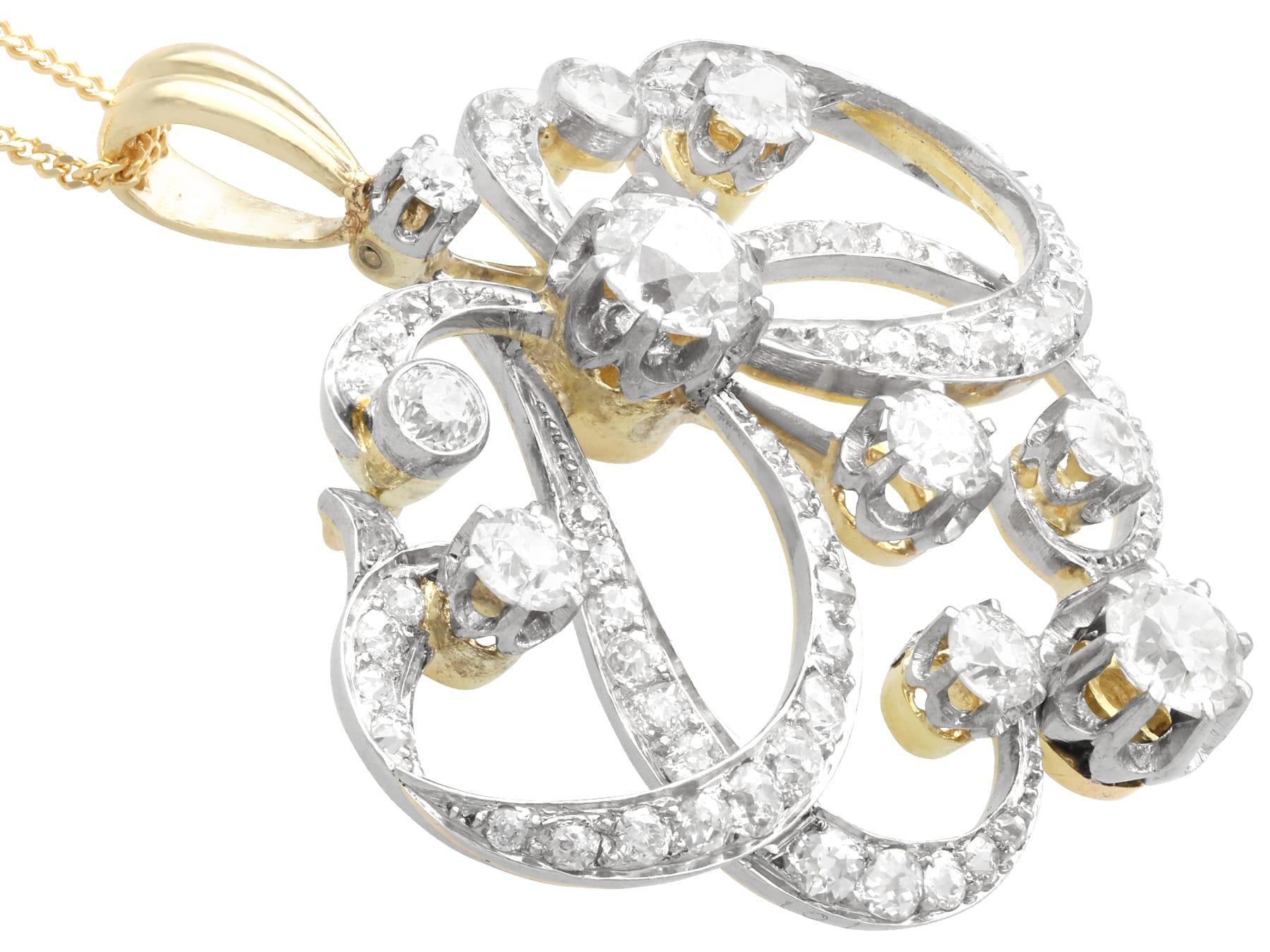 Pendentif ancien en or jaune 18 carats et diamants de 4,85 carats, c. 1890 Excellent état - En vente à Jesmond, Newcastle Upon Tyne