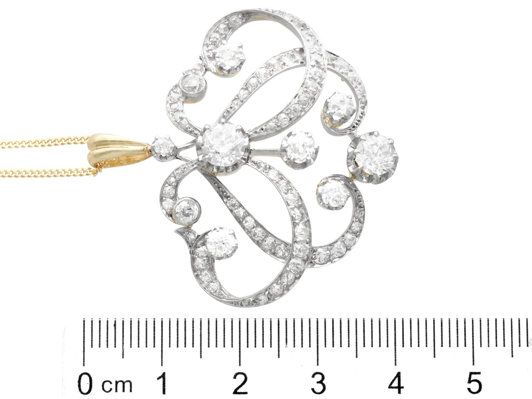 Pendentif ancien en or jaune 18 carats et diamants de 4,85 carats, c. 1890 en vente 1