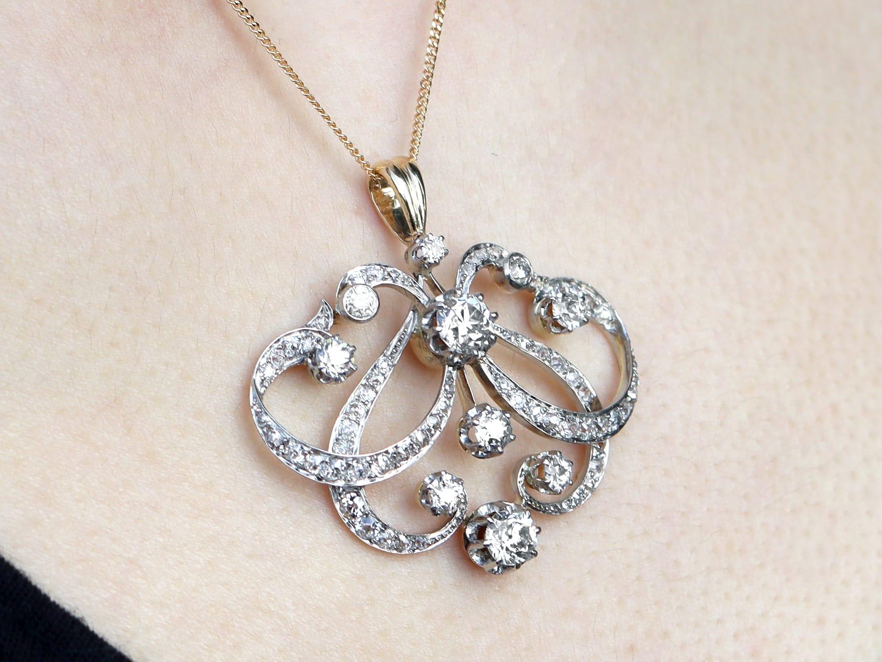 Pendentif ancien en or jaune 18 carats et diamants de 4,85 carats, c. 1890 en vente 3