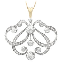 Antique 4.85Ct Diamond and 18k Yellow Gold Pendant Circa 1890