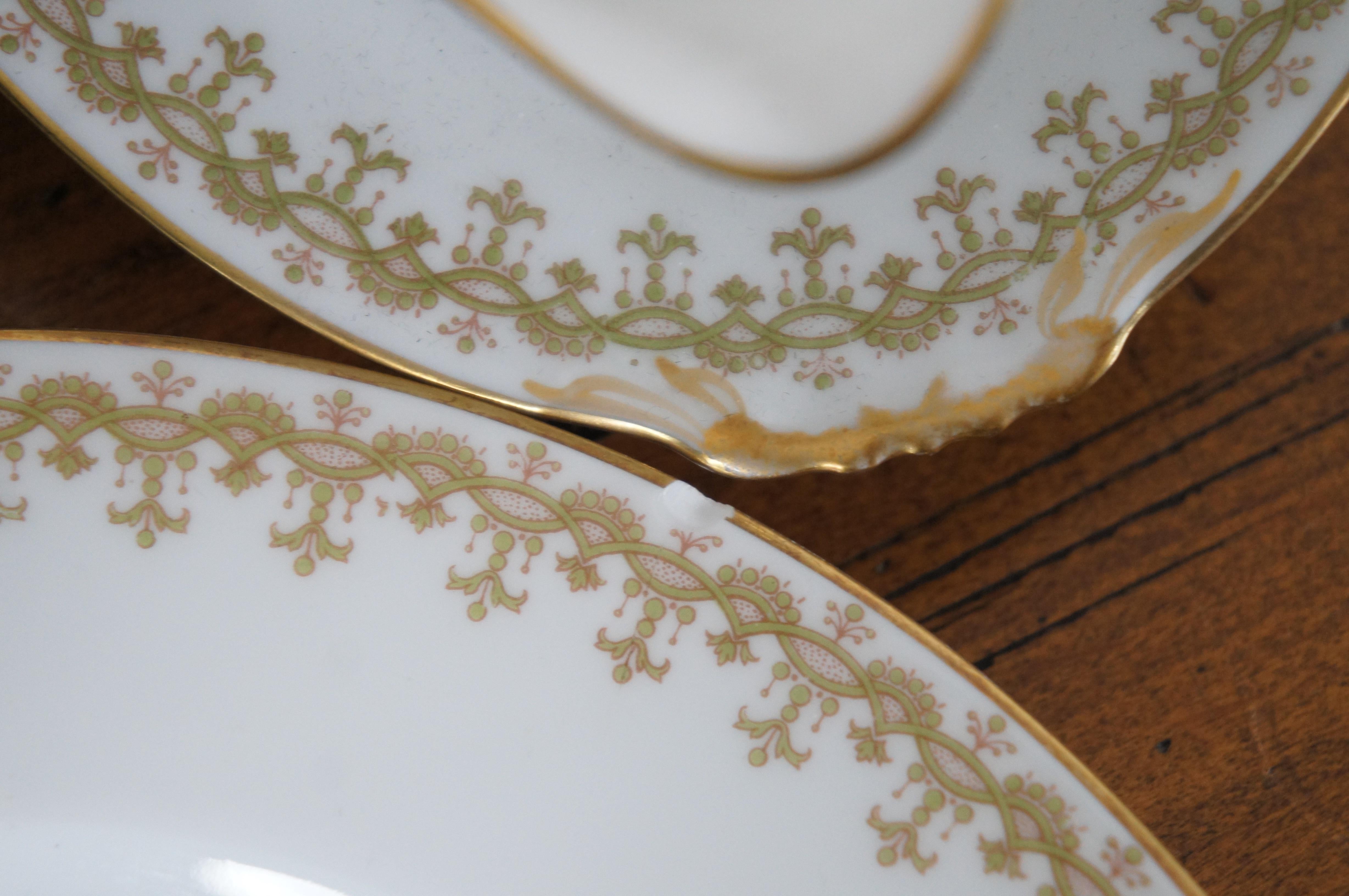Antique 49 Pc Charles Ahrenfeldt French Limoges Porcelain Dinnerware In Good Condition For Sale In Dayton, OH