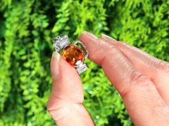 Antique 4.99 Carat Citrine 0.89 Carat Diamond Platinum Charm/Pendant Circa 1920