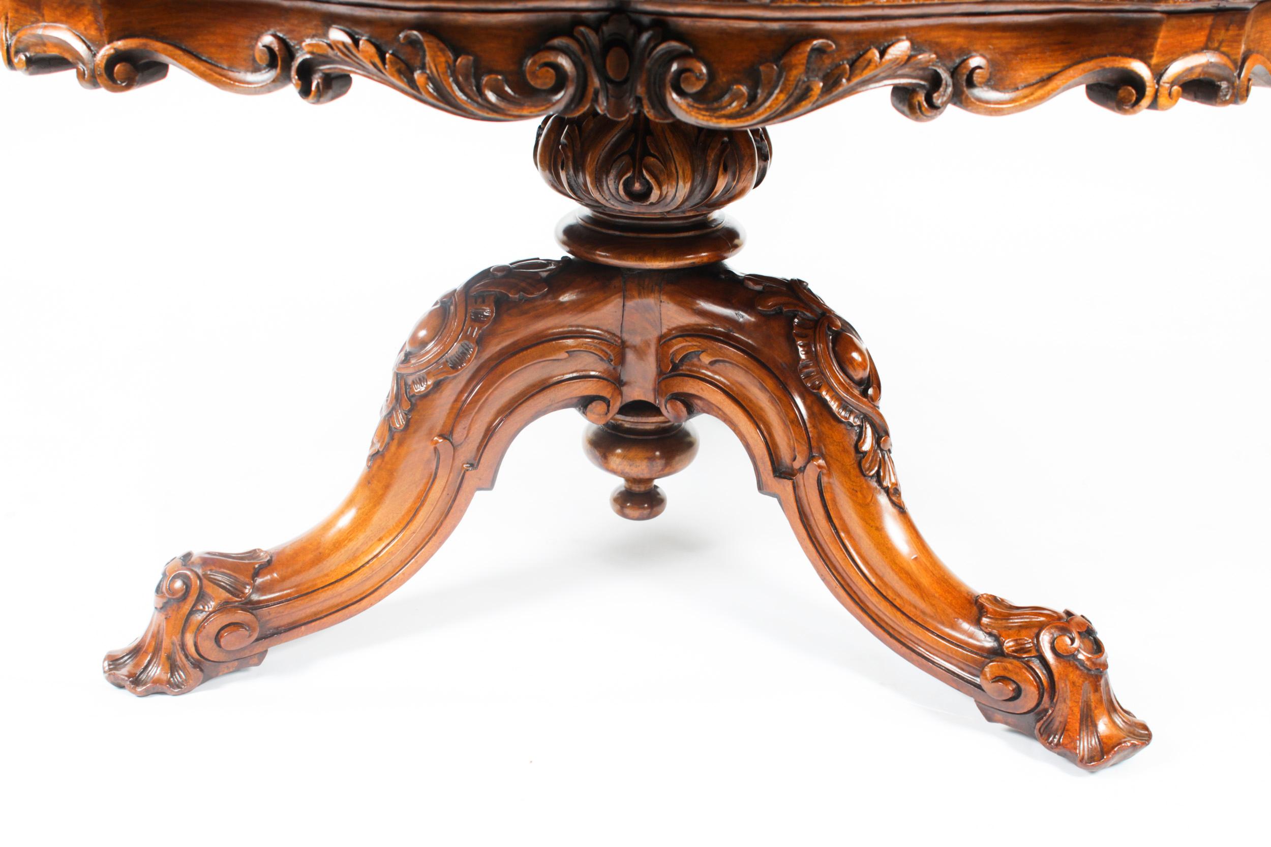 Antique Burr Walnut Marquetry Dining / Centre Table 19th Century 8