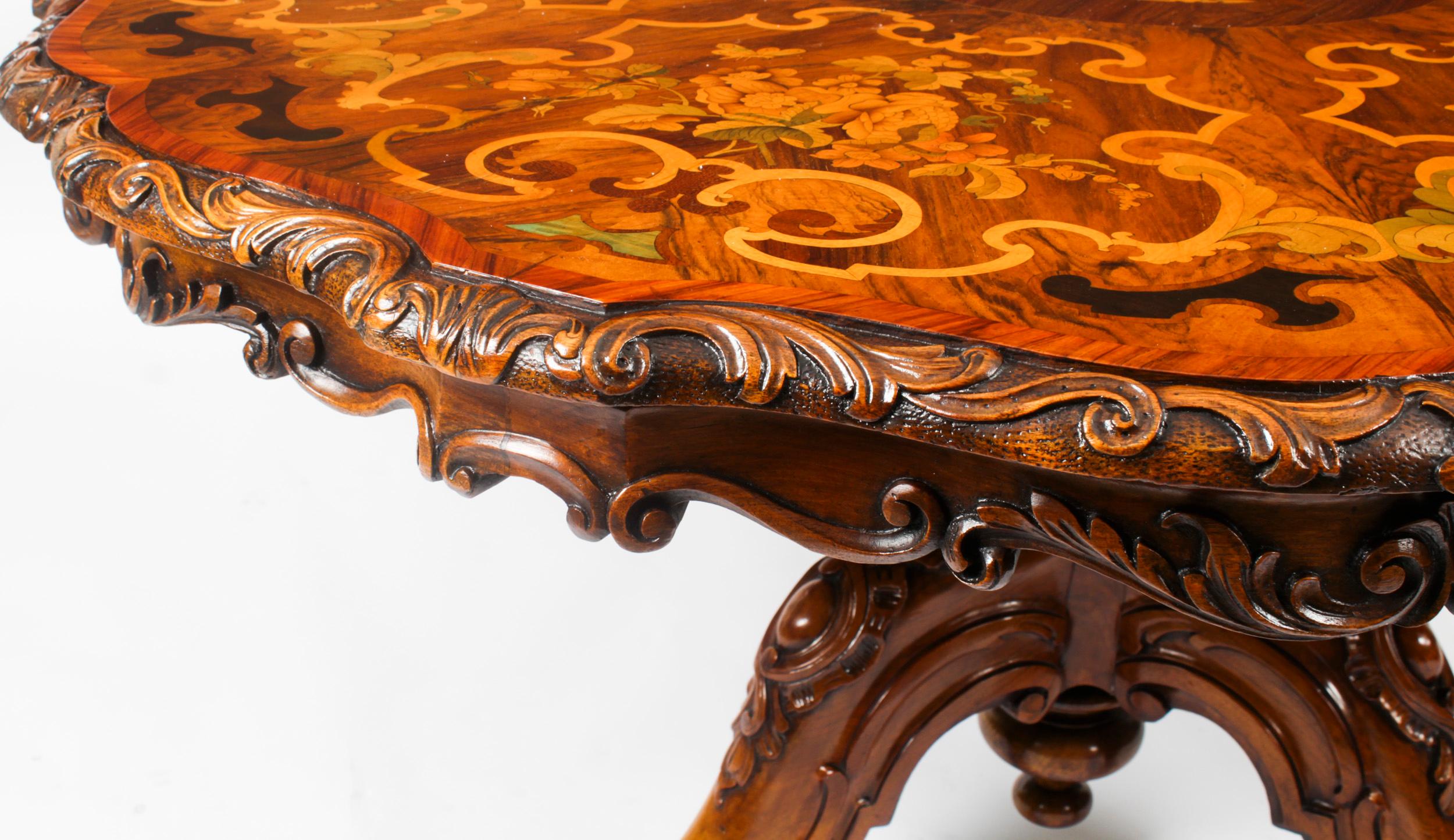 Antique Burr Walnut Marquetry Dining / Centre Table 19th Century In Good Condition In London, GB