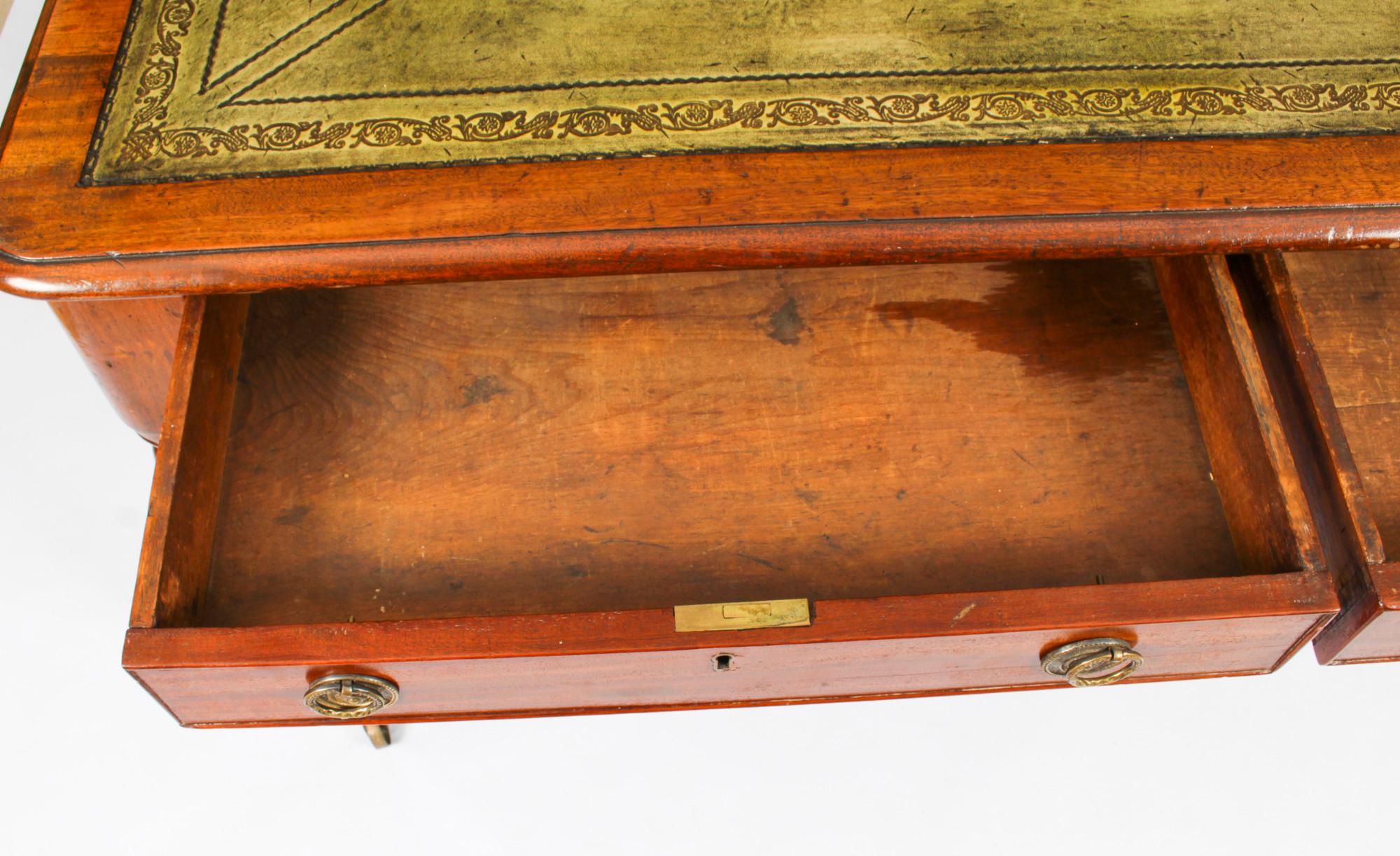 Ancien bureau victorien à quatre tiroirs Partners de table d'écriture 19ème siècle en vente 6