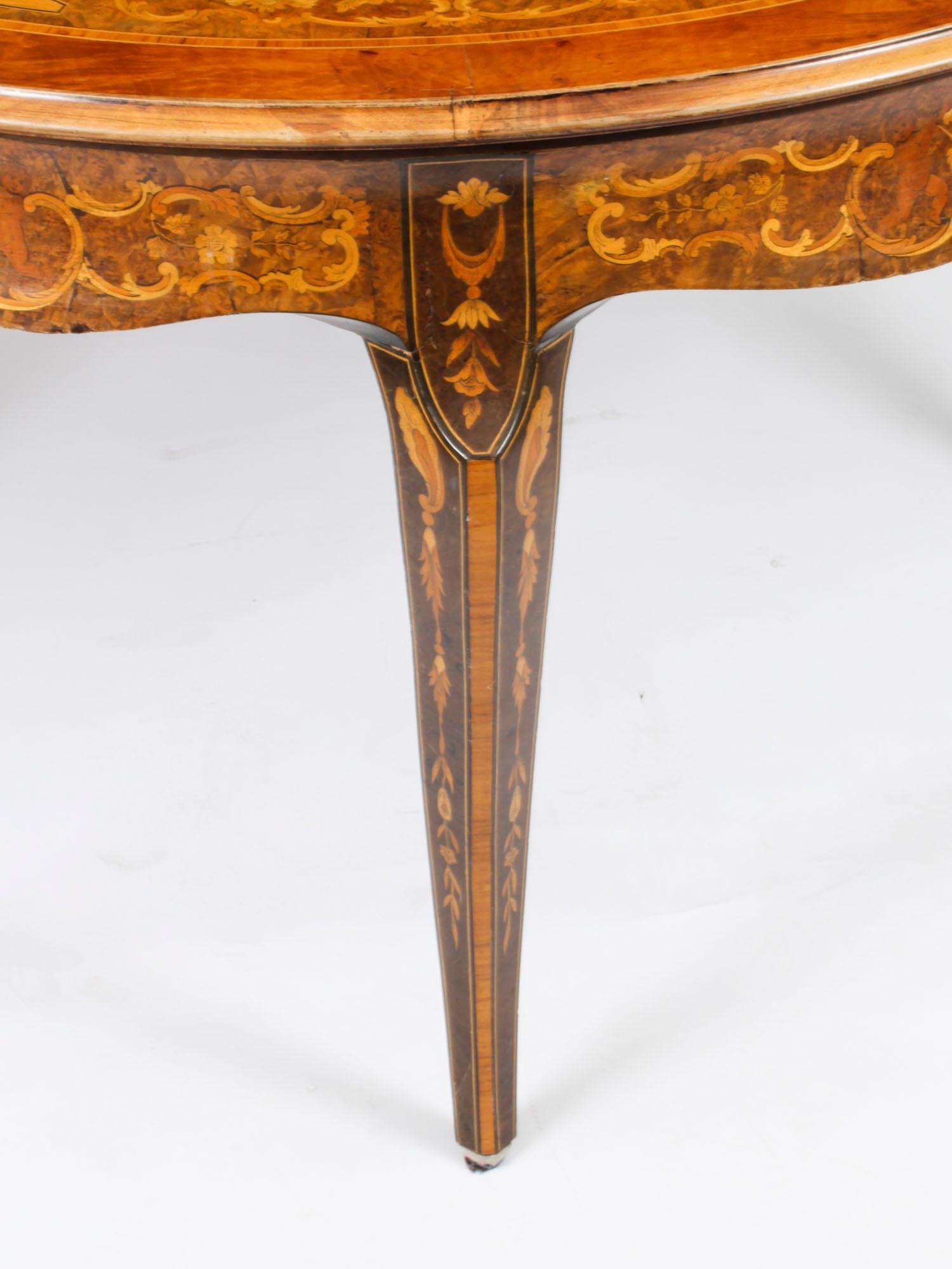 Antique Burr Walnut Marquetry Centre / Dining Table, Early 20th Century For Sale 3