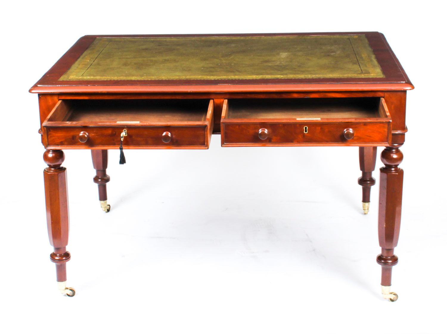 Antique William IV Four Drawer Partners Writing Table Desk 19th Century 2