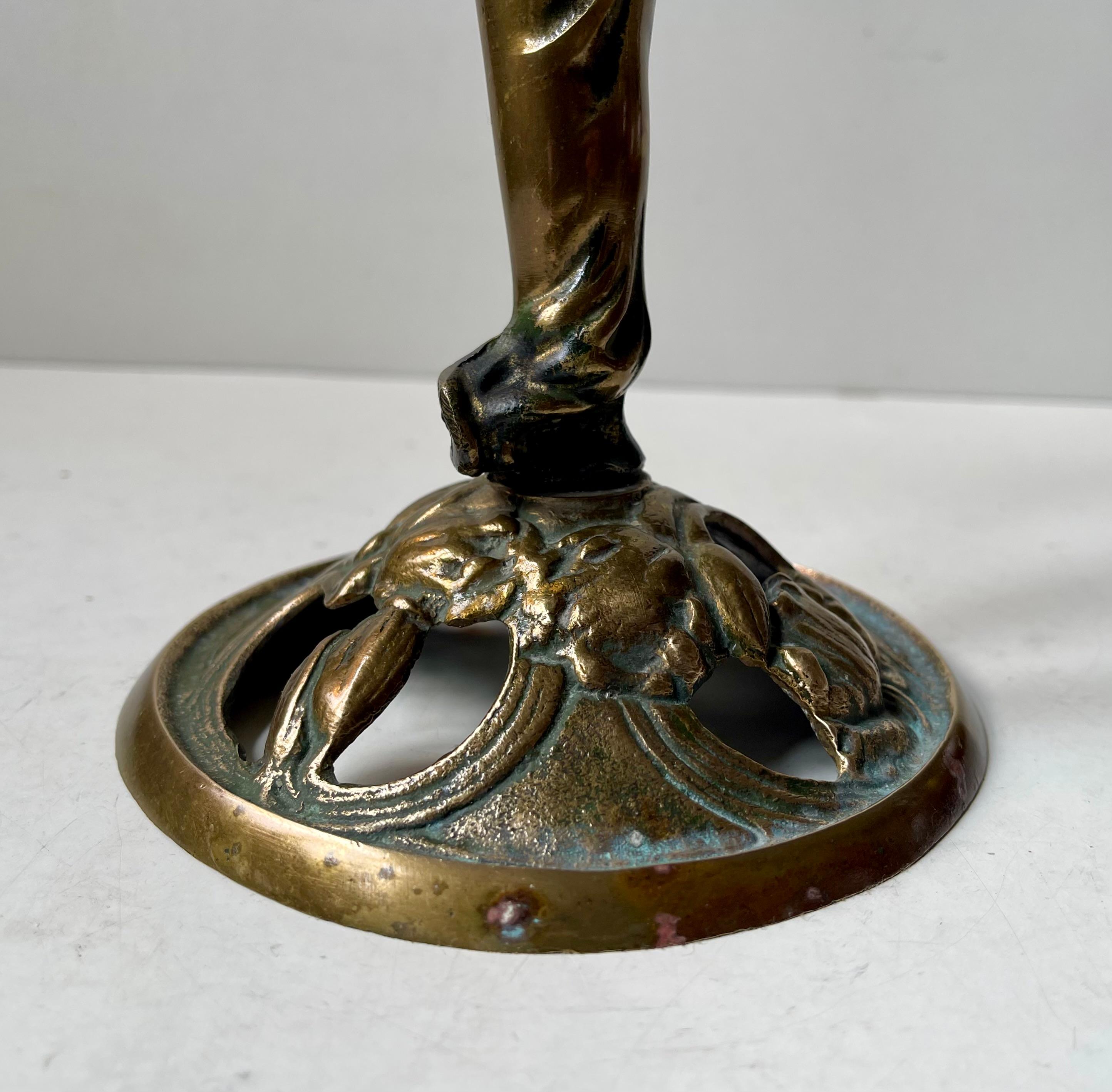 Antique 5-Arm Sculptural Art Nouveau Candelabra in Brass For Sale 5