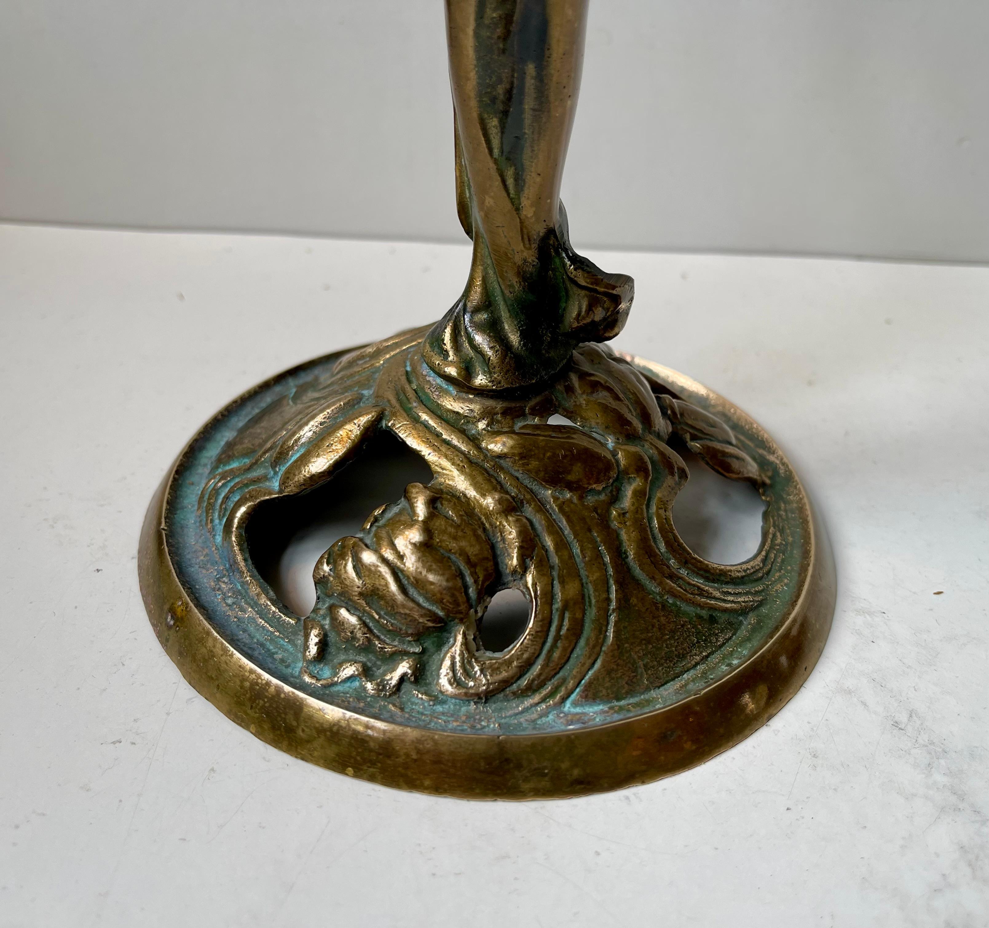 Antique 5-Arm Sculptural Art Nouveau Candelabra in Brass For Sale 3
