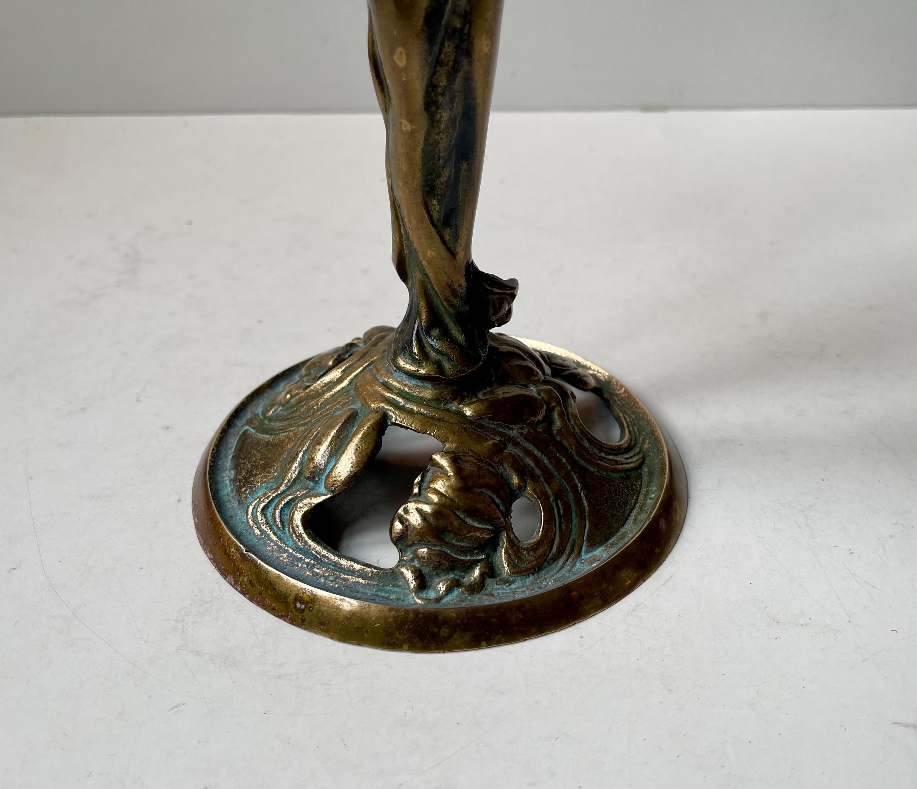 Antique 5-Arm Sculptural Art Nouveau Candelabra in Brass For Sale 4