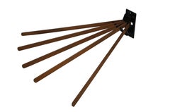 Antique 5 Arm Wood Wall Mount Drying Rack Towel Bar Rod Laundry Holder 25"