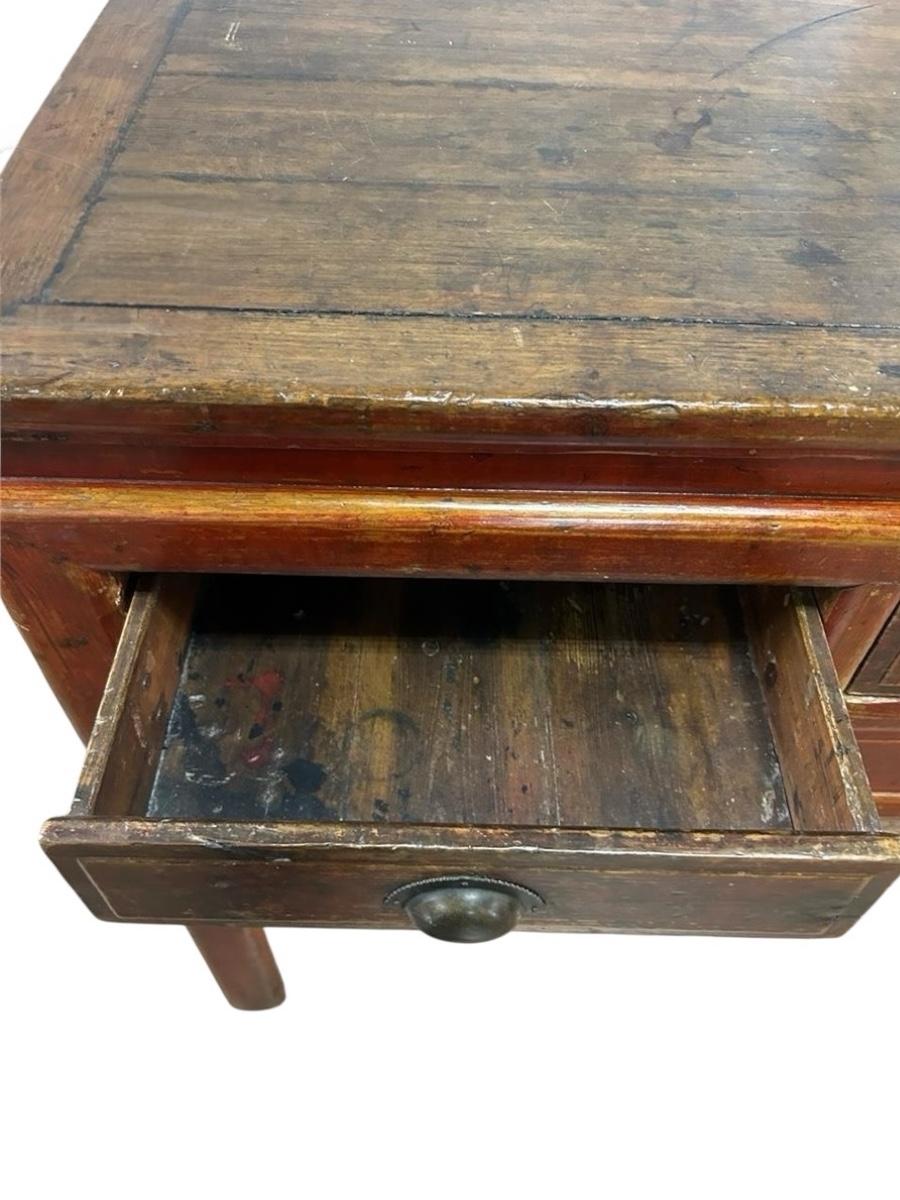 20ième siècle Console ancienne à 5 tiroirs de style campagne française