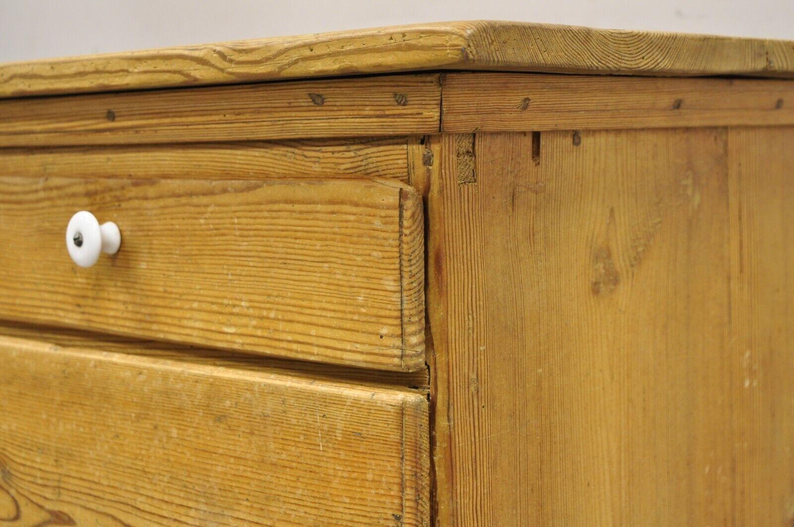 19th Century Antique 5 Drawer French Country Farmhouse Primitive Pine Dresser Chest of Drawer