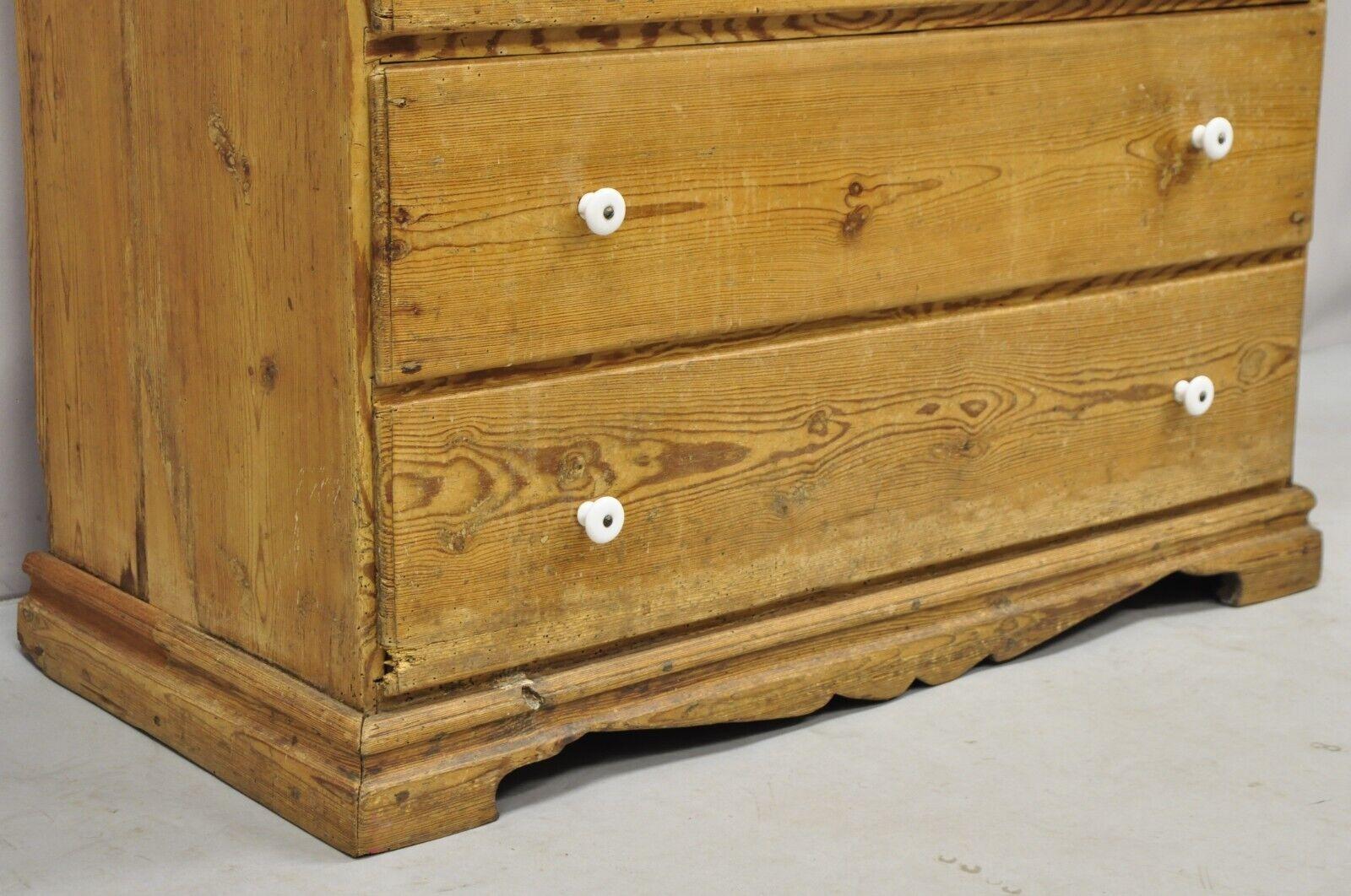 Antique 5 Drawer French Country Farmhouse Primitive Pine Dresser Chest of Drawer 1
