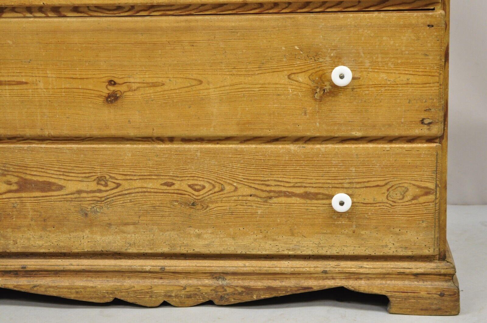 Antique 5 Drawer French Country Farmhouse Primitive Pine Dresser Chest of Drawer 2