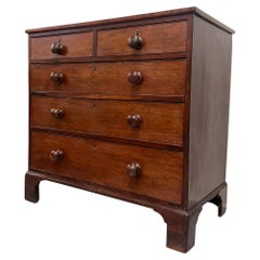 Antique 5-Drawer Georgian Chest Dresser Mahogany solid Wood Handles. UK Import.