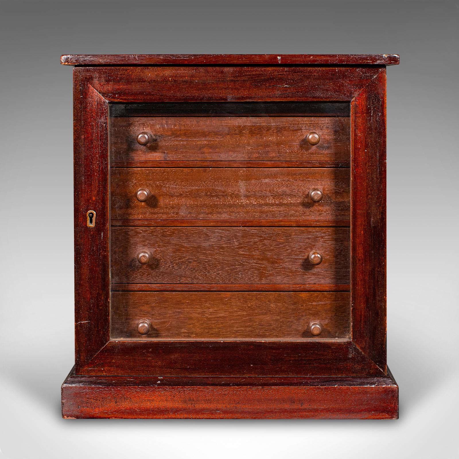 Vittoriano Antico mobile da collezione a 5 cassetti, inglese, espositore, vittoriano in vendita