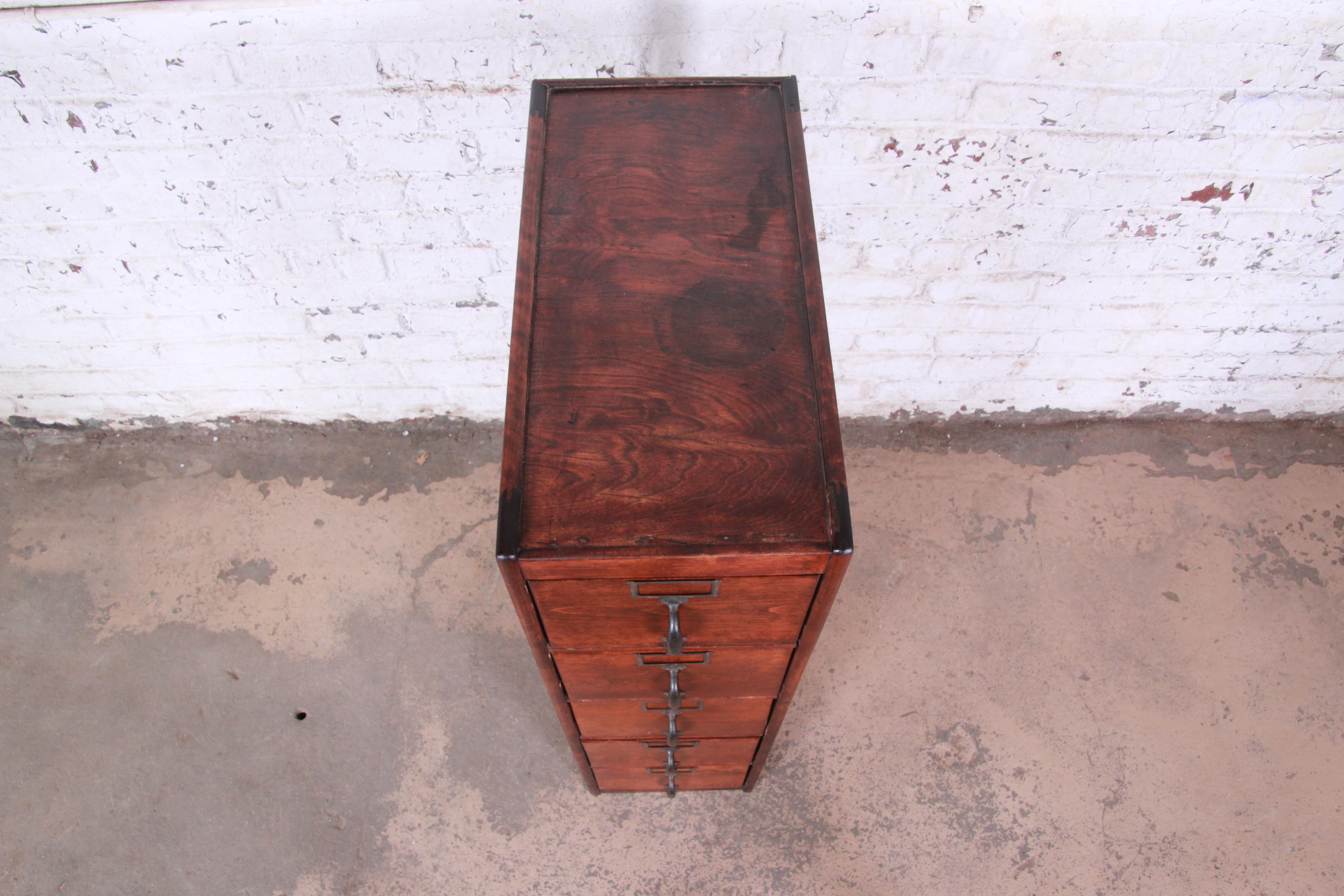 Antique 5-Drawer Wood File Cabinet 1