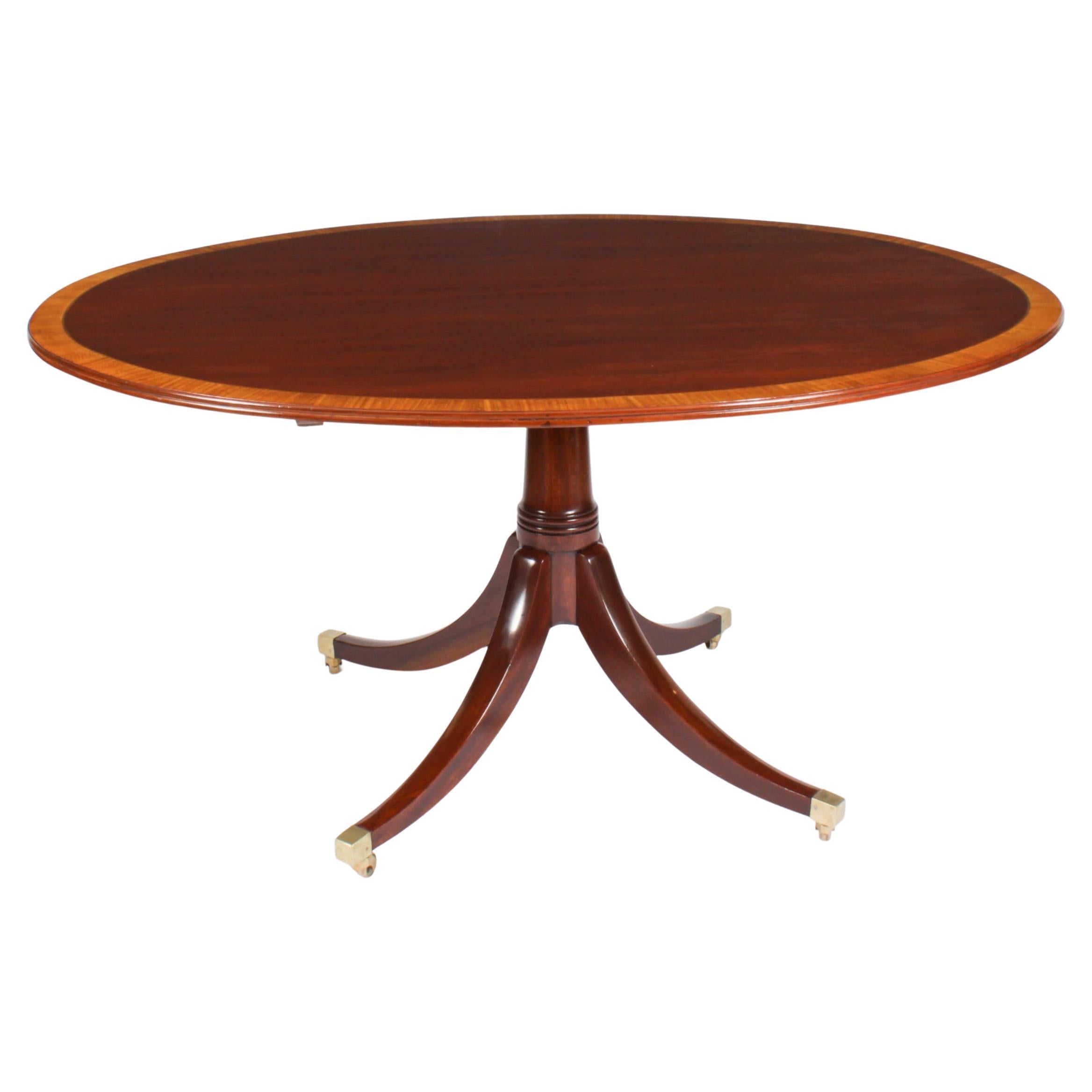 Antique Oval Mahogany Tilt Top Dining Table, Early 20th Century For Sale