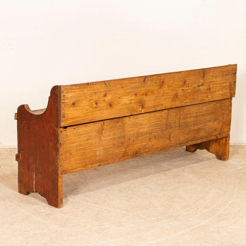 Antique Original Painted Bench with Storage In Good Condition In Round Top, TX
