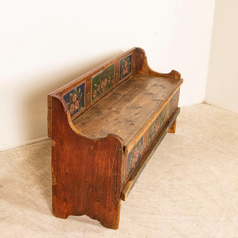 20th Century Antique Original Painted Bench with Storage