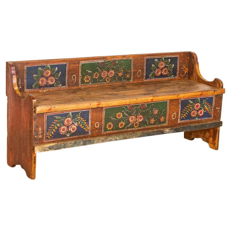 Antique Original Painted Bench with Storage