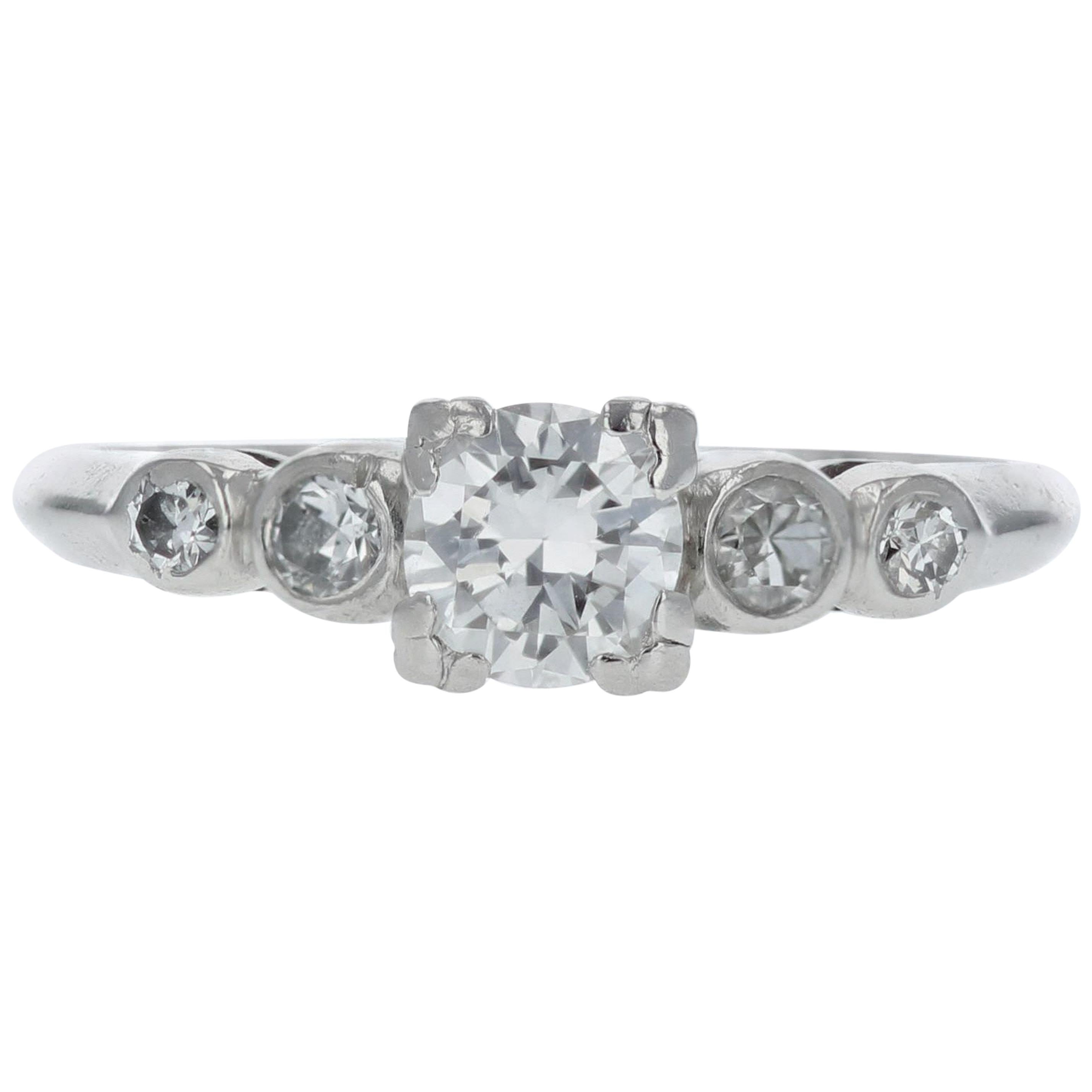 Antique 5-Stone Diamond and Platinum Engagement Ring