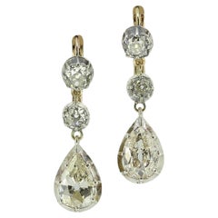 Antique 5.00 Carat Diamond Drop Earrings