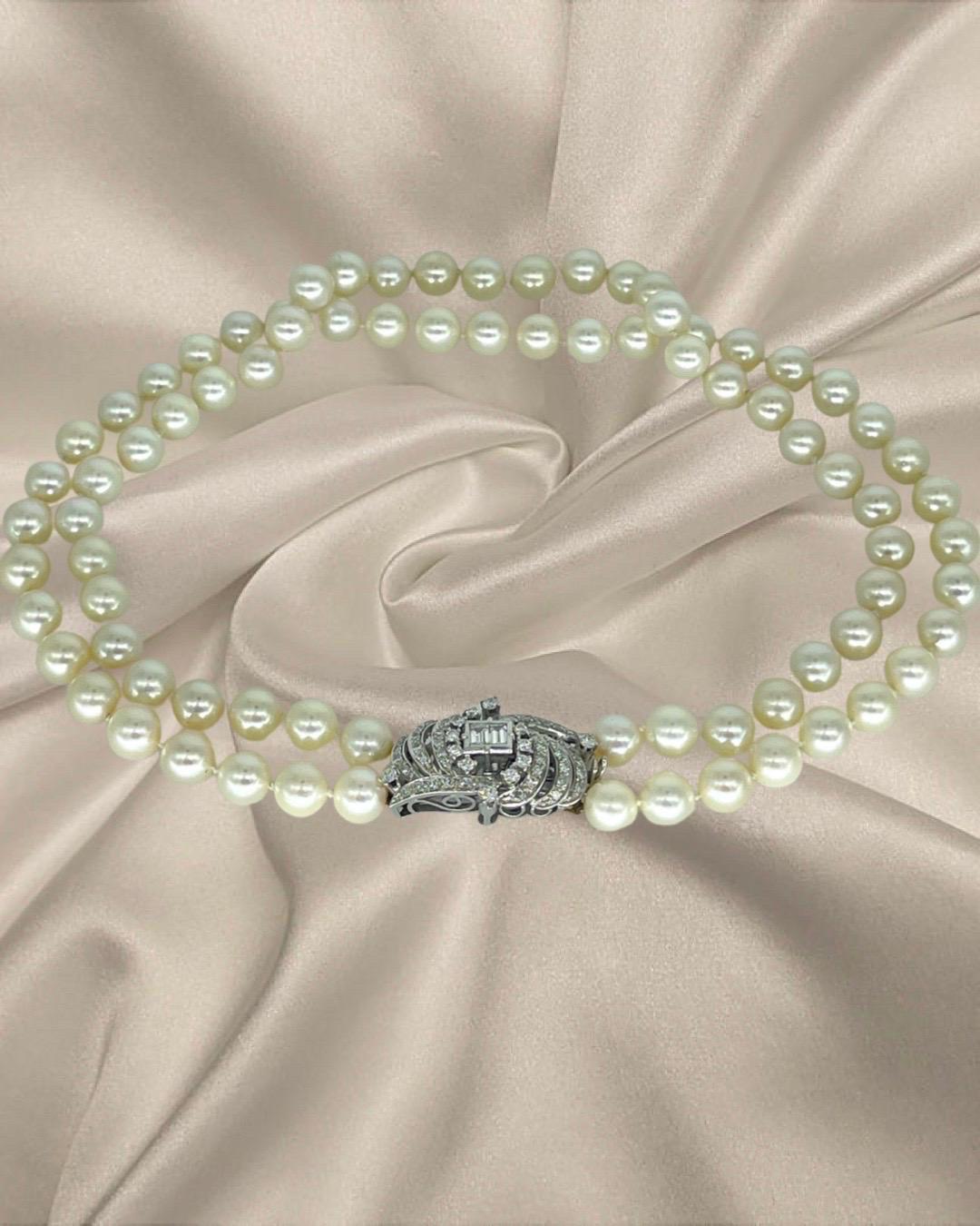 Antique 5.00 Carat Diamonds And Pearls Choker necklace 18k White Gold. Beautiful iconic look very impressive work craftmanship.