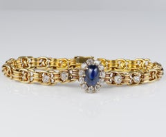 Antique 5.00 Ct Natural Sapphire 3.20 Ct Diamond Russian Bracelet