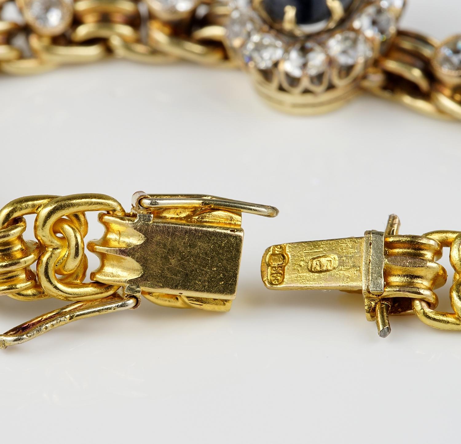 Bracciale russo antico con zaffiro naturale da 5,00 carati e diamante da 3,20 carati in vendita 1