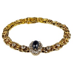 Antique 5.00 Ct Natural Sapphire 3.20 Ct Diamond Russian Bracelet
