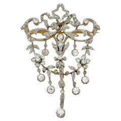 Antiker 5,00ct 1890-1910 18K Gold großer Anhänger / Brosche 7,70cm H