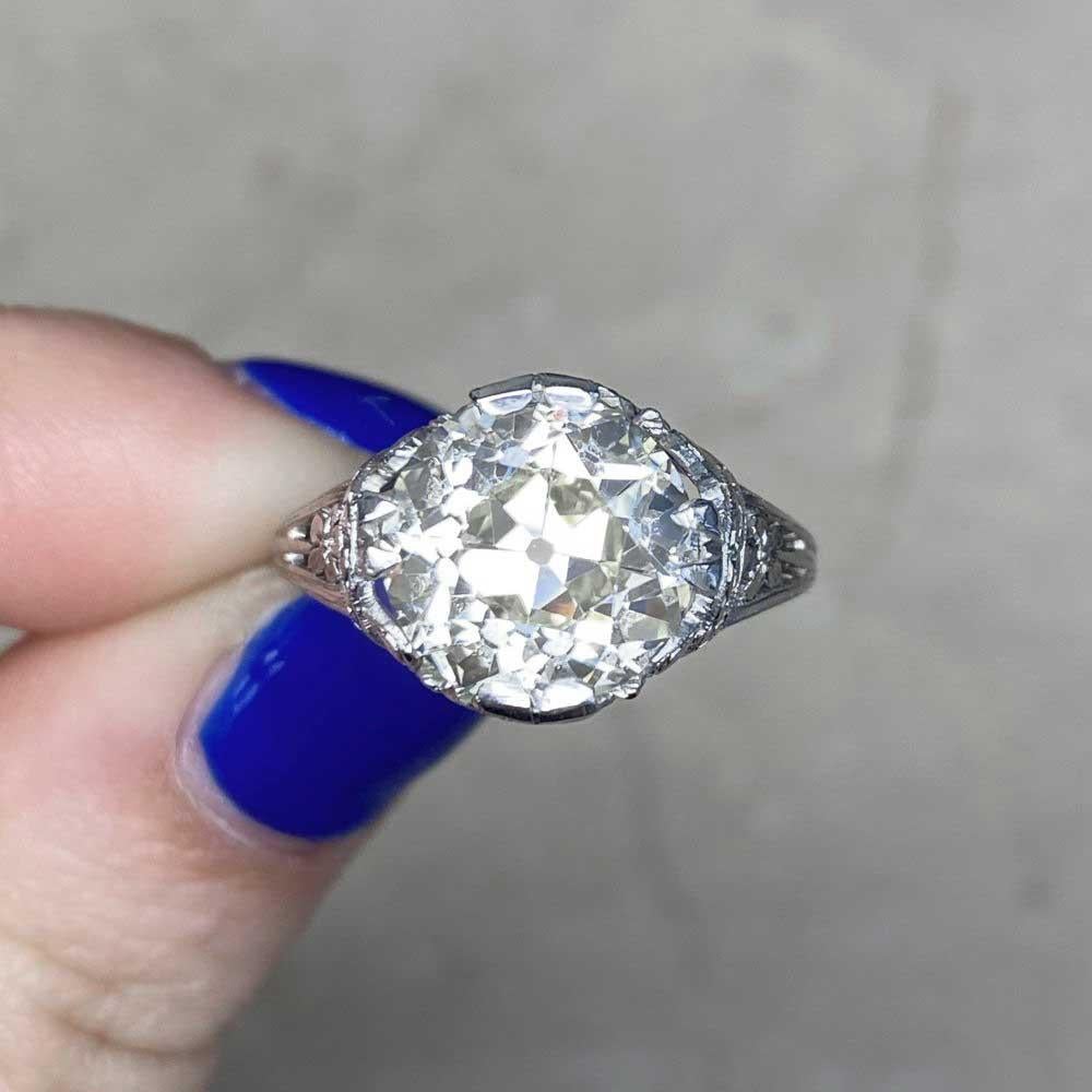 Antique 5.03 Carat Old Euro-cut Diamond Engagement Ring, VS1 Clarity, Platinum For Sale 3