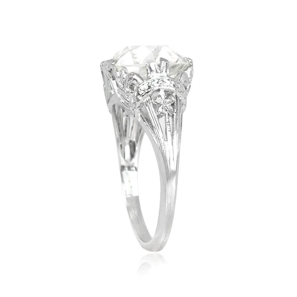 Edwardian Antique 5.03 Carat Old Euro-cut Diamond Engagement Ring, VS1 Clarity, Platinum For Sale