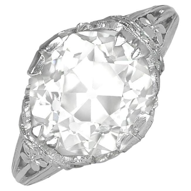 Antiker Verlobungsring mit 5,03 Karat Diamant im alten Euroschliff, VS1 Reinheit, Platin