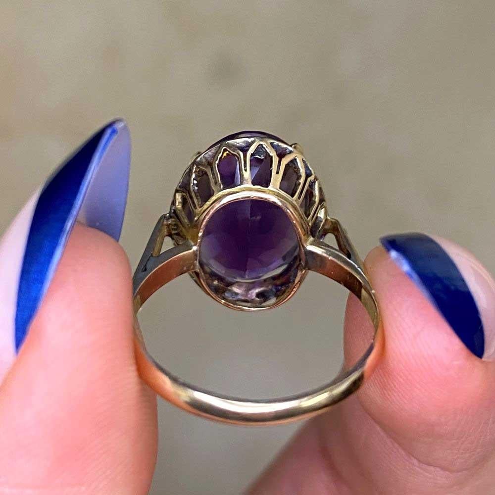 Antique 5.03ct Oval Cut Amethyst Cocktail Ring, 14k Yellow Gold, Circa 1880  6